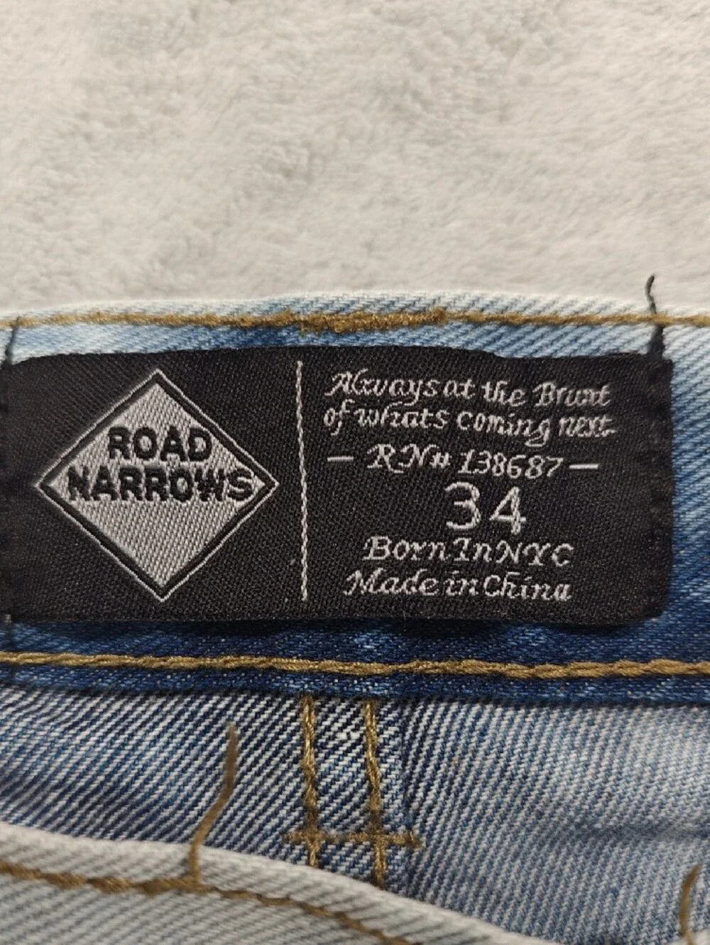 Light Blue Washed Men’s Denim Biker Shorts Size 34